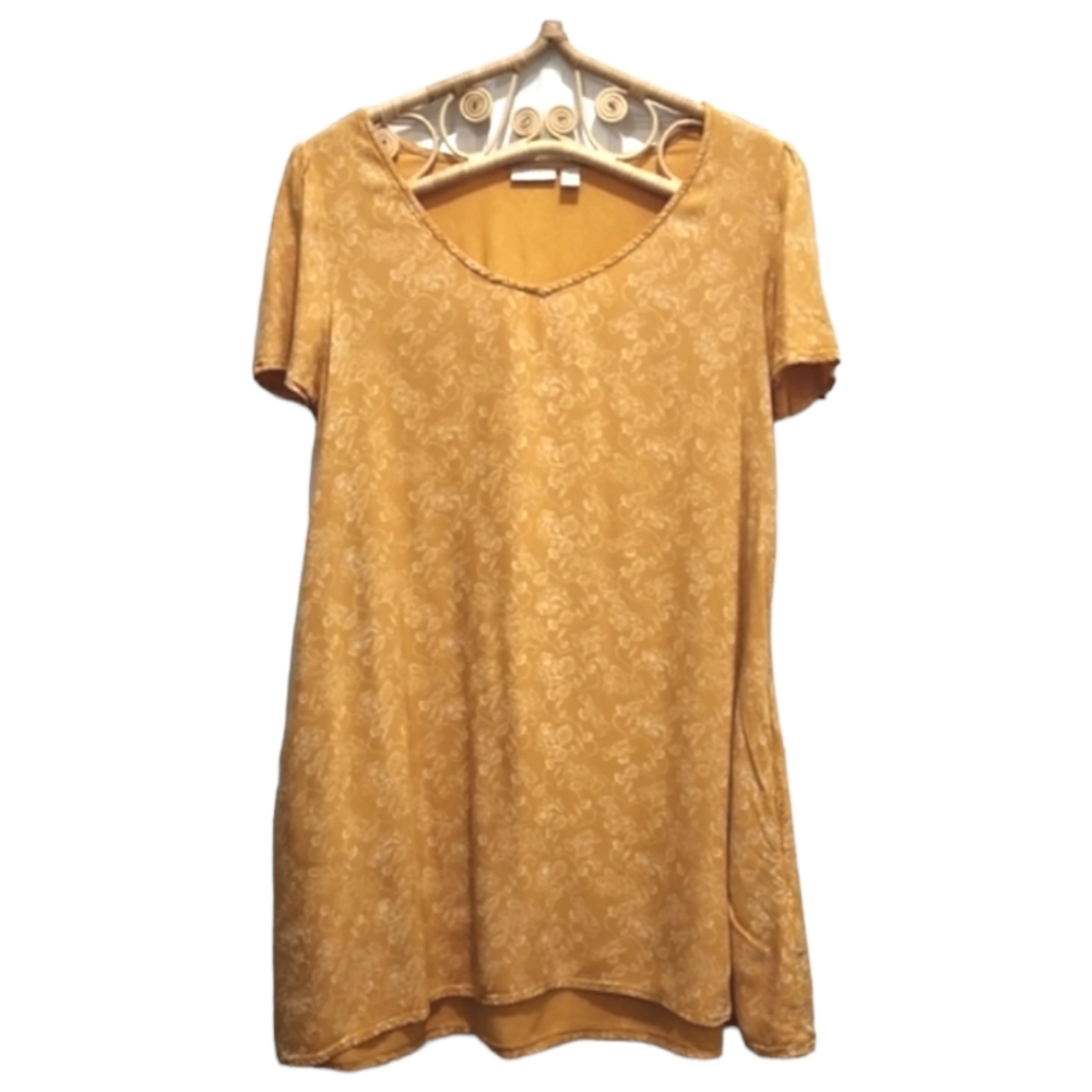 Hinge mustard yellow dress with white floral print size M